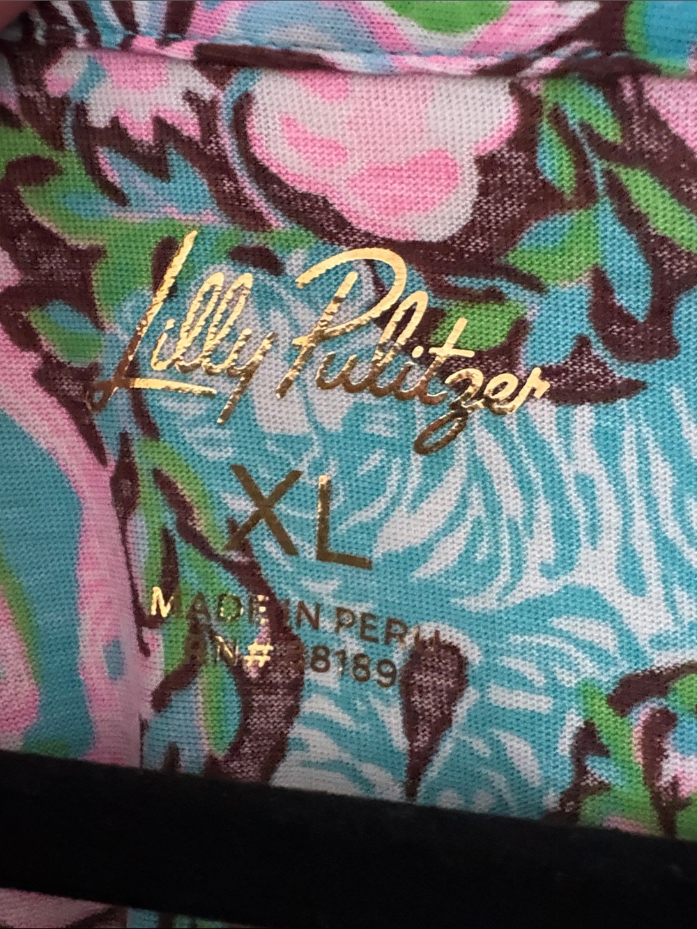 Lilly Pulitzer Marietta Short Sleeve V-Neck Top in Teal, Pink & Black Floral - Picture 3 of 4